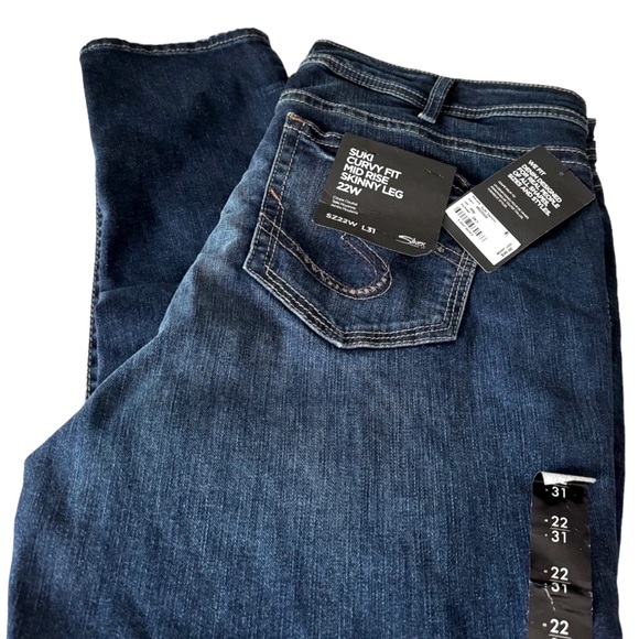 Silver Jeans Suki Skinny Midrise Curvy Fit Jeans 22W - Picture 9 of 16